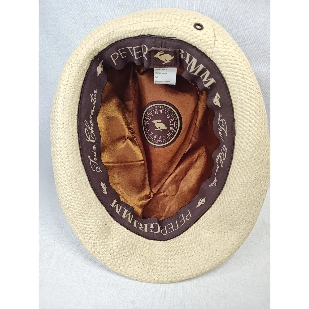 Peter Grimm 100% Paper Natural Straw Hat Men's Fedora‎ Front Lined Trilby O/S